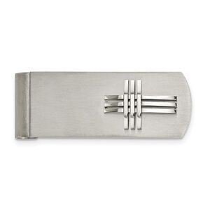 Men's Stainless Steel Triple Bar Cross Spring Loaded Money Clip